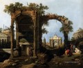 capriccio avec des ruines classiques et des bâtiments Canaletto